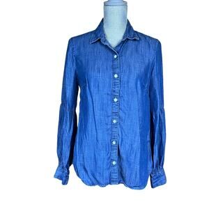 Banana Republic Long Sleeve Slight Puff Denim Look Blouse